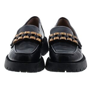 Zara Black and Gold Women's Loafers